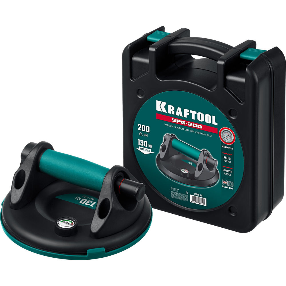 Вакуумная присоска с манометром SPG-200, 130 кг, 200 мм KRAFTOOL 33256-20