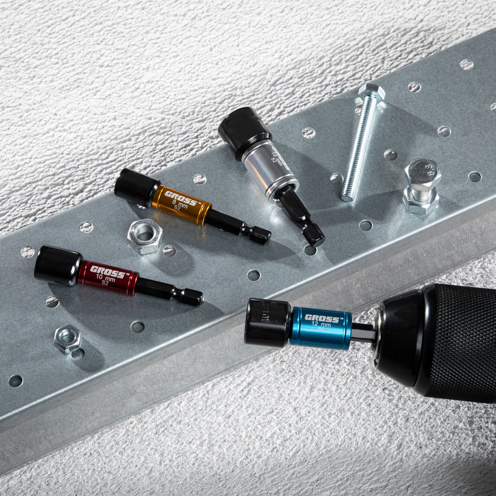 Набор бит с торцевыми головками 8, 10,12, 13 мм, магнит. Nut-Driver, S2 Gross (11627)