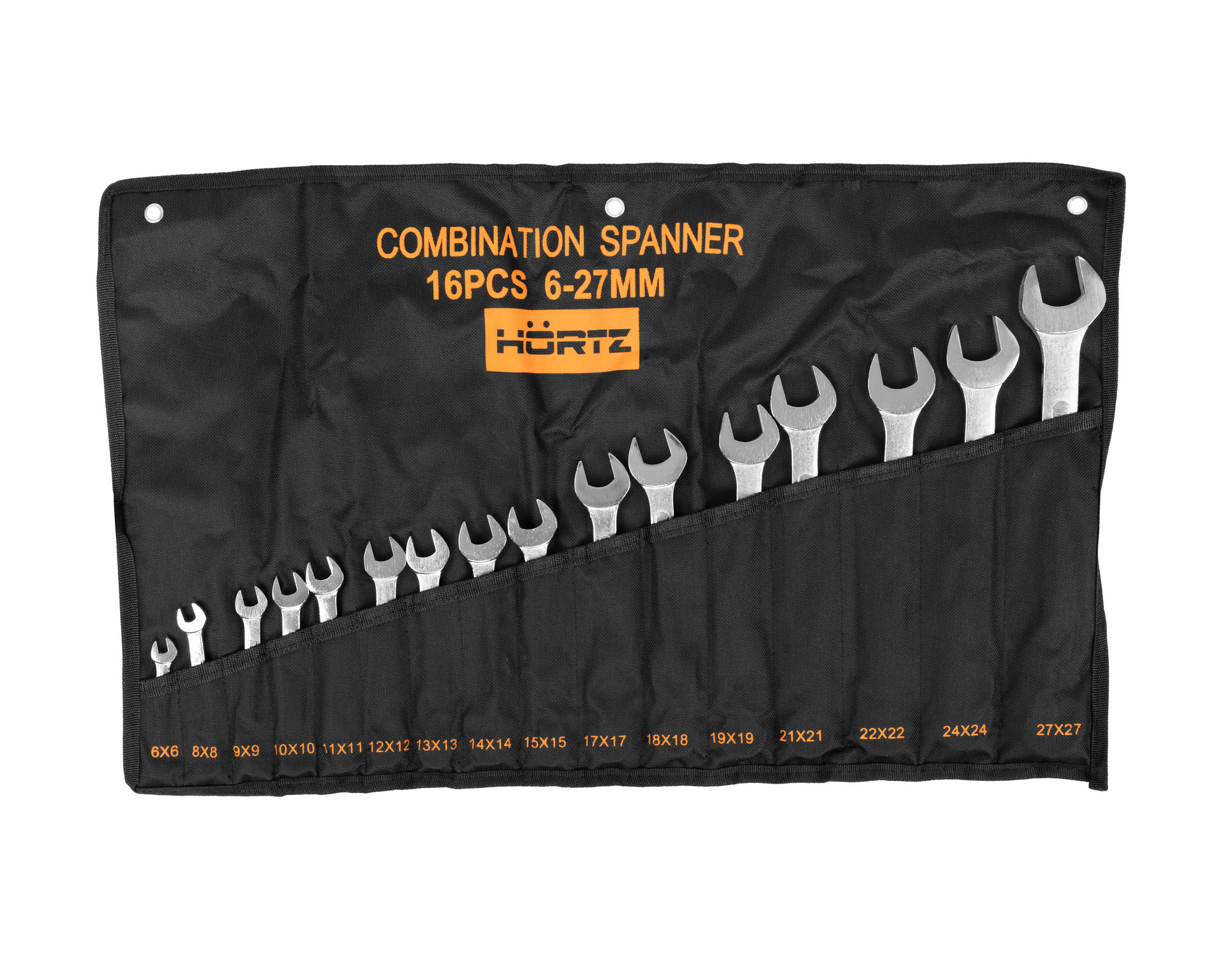 Набор ключей гаечных комбинированных 16 шт. (6-27) хромированных HORTZ