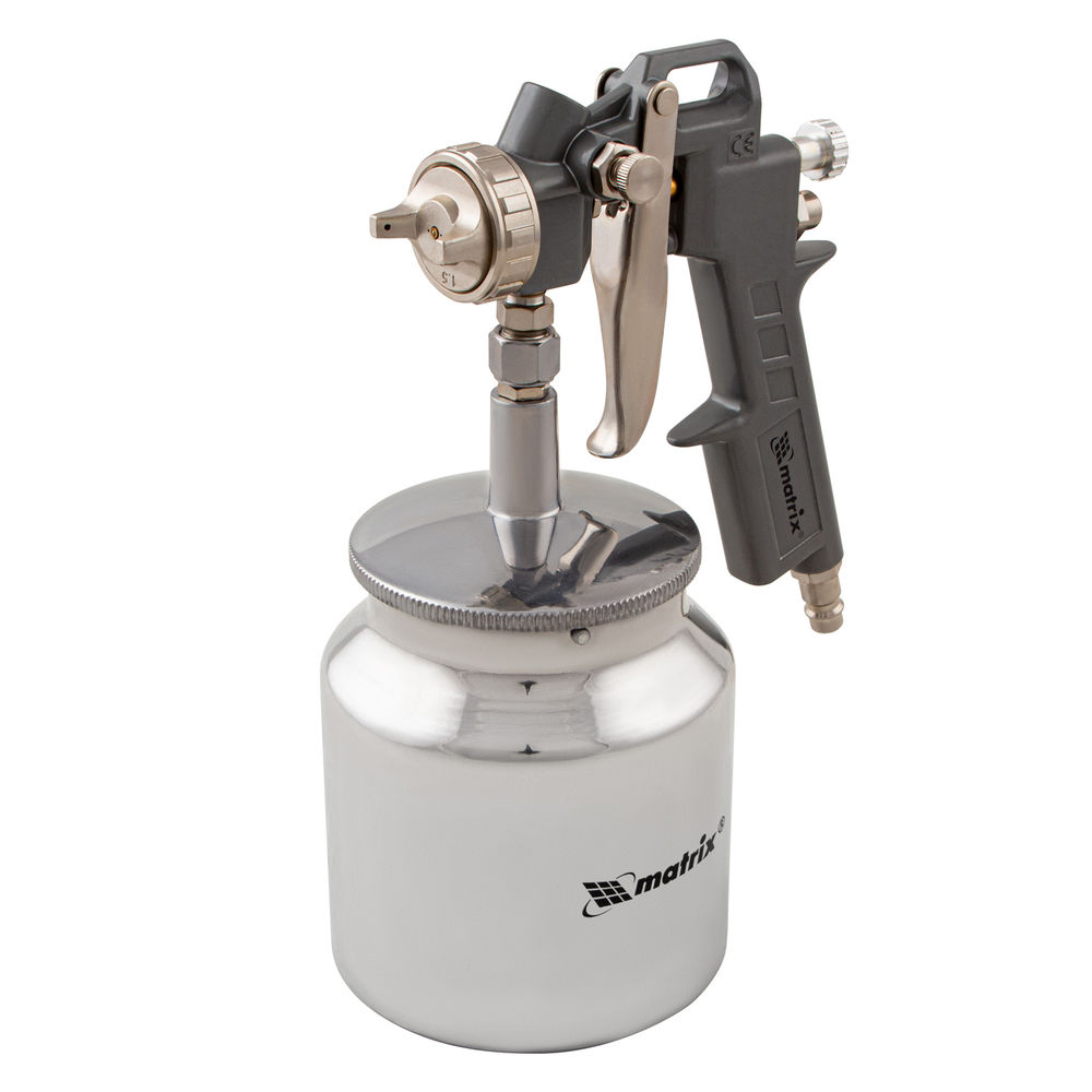 Набор пневмоинструмента, 5 предметов, быстросъемное соединение, краскораспылитель с нижним бачком Matrix (57302)