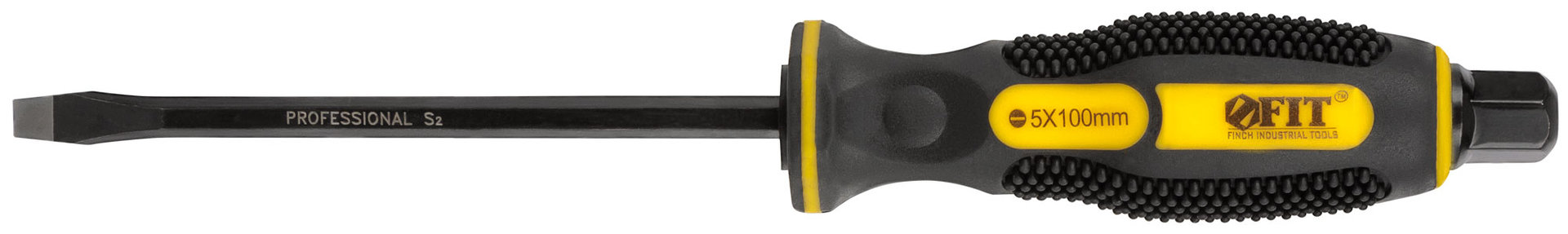 Отверткa ударная, сталь S2, шестигран.жало, боек под ключ, прорезиненная ручка, Профи 5х100 мм SL