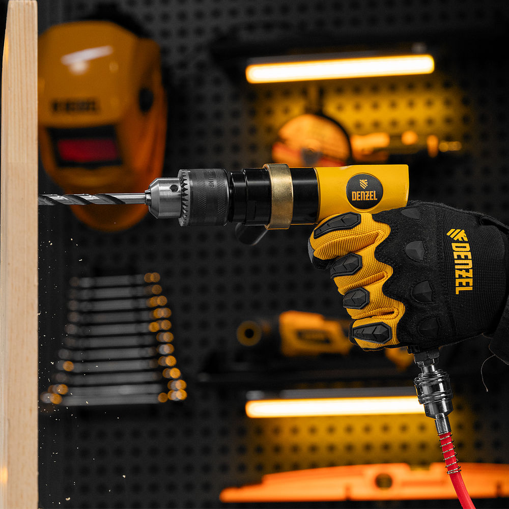 Пневматическая дрель PD500, 500 об/мин, 114 л/мин, 13 мм Denzel (57478)