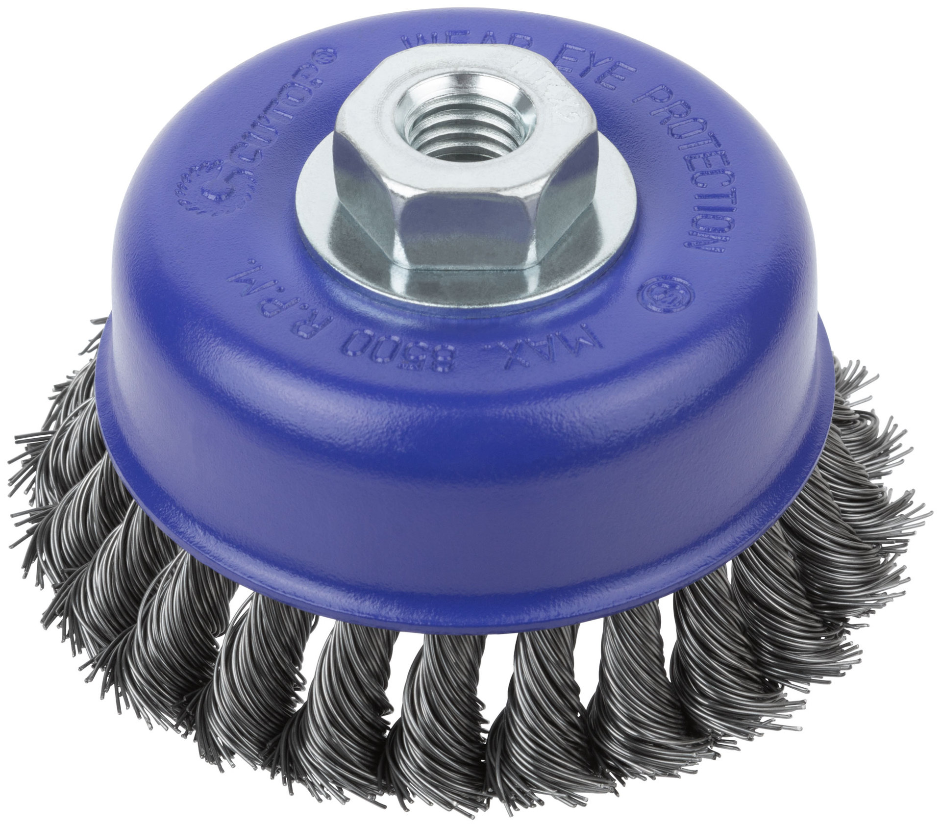 Щетка для УШМ, М14, тип Чашка, крученая витая проволока 0,5 мм, 100 мм, блистер, CUTOP Profi (82-899)