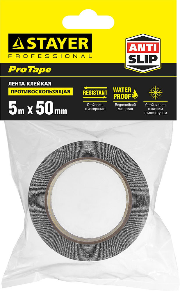 Лента клейкая противоскользящая 50 мм, 5 м, черная STAYER Professional 12270-50-05