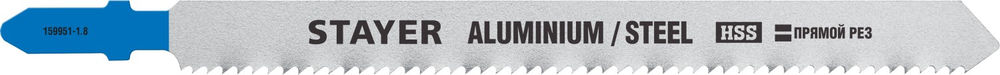 Полотна для лобзика 2 шт, T-хвост., 110 мм / 1.8 мм, HSS сталь, по металлу 2-6 мм, по алюмин. профилям до 65 мм T318B STAYER 159951-1.8