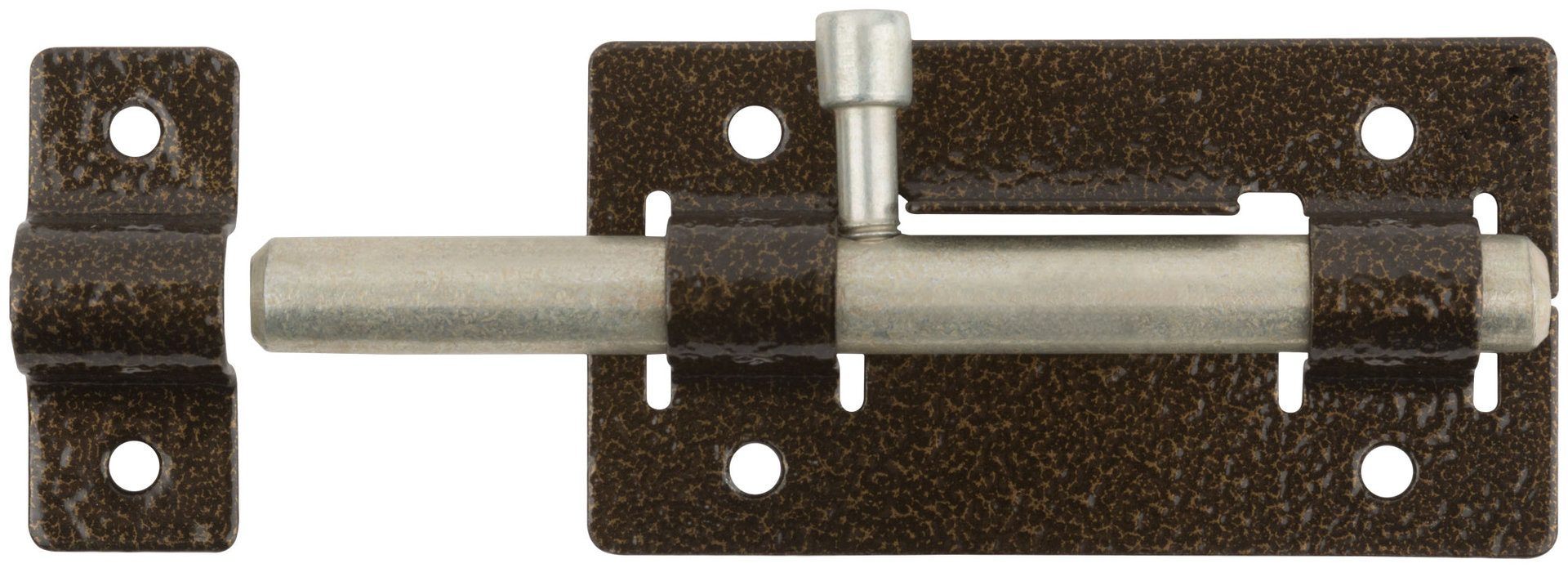 Задвижка накладная усиленная для дверей, круглый ригель, бронза (66680)