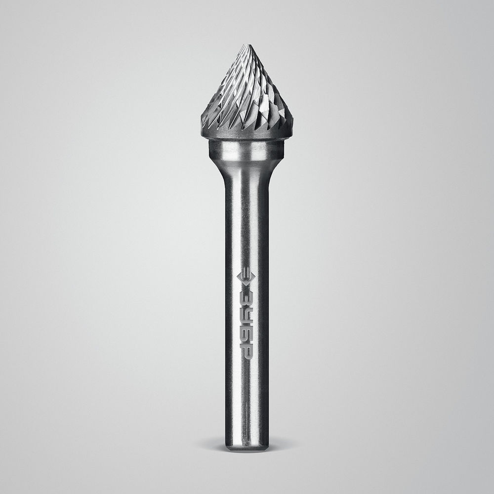 Борфреза твердосплавная 12?10 мм, тип J (зенкер с вершиной 60°), хв-к 6 мм ЗУБР ПРОФЕССИОНАЛ 28808-12-10