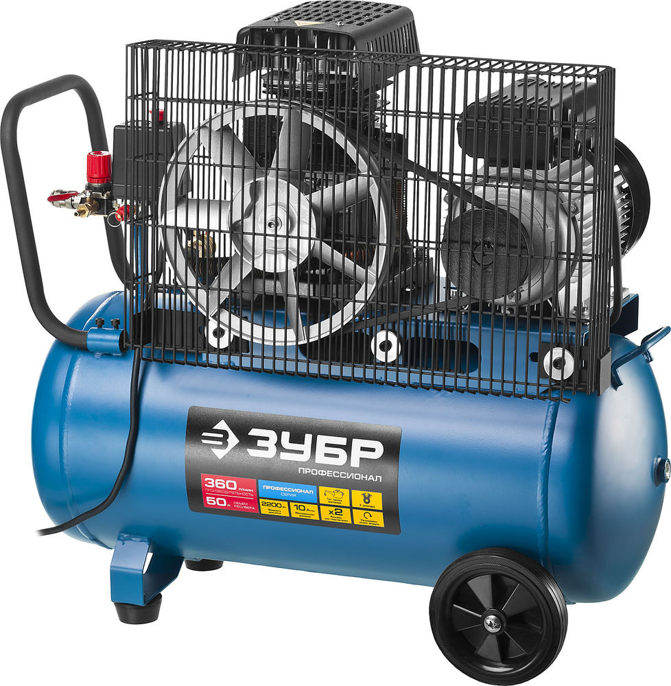 Компрессор масляный ременной 360 л/мин, 50 л, 2200 Вт ЗУБР Профессионал ЗКПМ-360-50-Р-2.2  