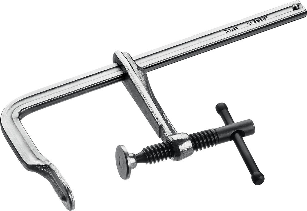 Цельнокованая струбцина КС-200/80, F, 200 х 80 мм ЗУБР Профессионал 32157-080-200