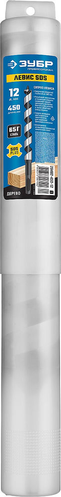 Сверло Левис по дереву SDS 12 x 450/360 мм, хвостовик SDS+ ЗУБР Профессионал 29482-450-12_z01