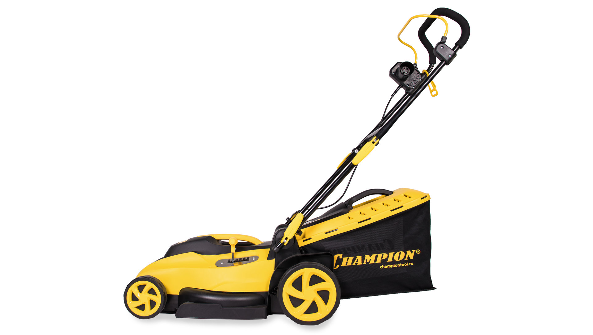 Газонокосилка эл. CHAMPION EM3815 (1,6 кВт пласт+ткань травосб. 45л шир.380мм выс.20-70мм, 11,5кг) (EM3815)