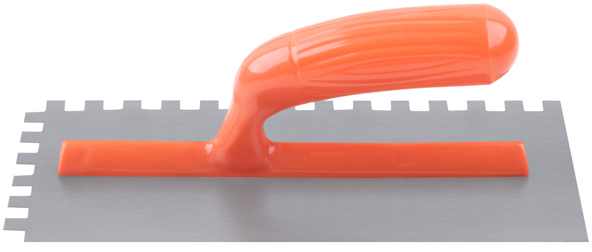 Гладилка стальная с пластиковой ручкой, 280х130 мм зубчатая, зуб 10х10 мм (05139)