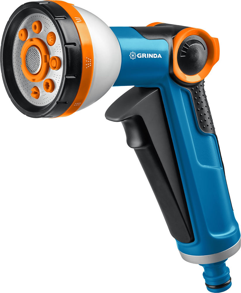 Поливочный пистолет X-8, с регулятором напора, 8 режимов, курок спереди, двухкомпонентный, PROLine GRINDA 8-427145_z02