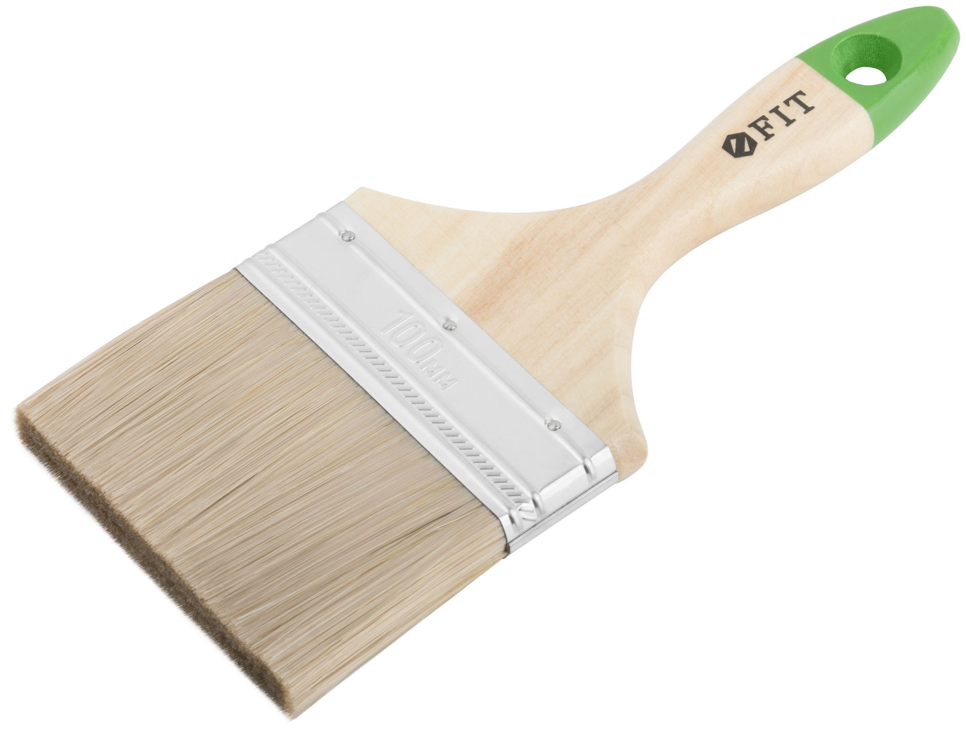 Кисть флейцевая Микс, смешанная натуральная и искусственная щетина, деревянная ручка 4 (100 мм) (01198)