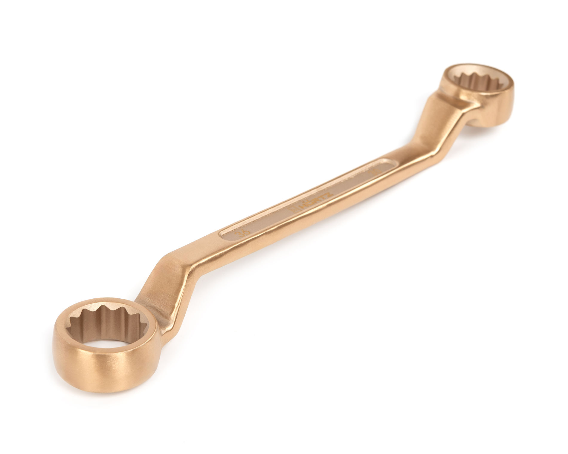 Ключ гаечный накидной двусторонний коленчатый 30х36 искробезопасный сплав BeCu 151-3036, HORTZ