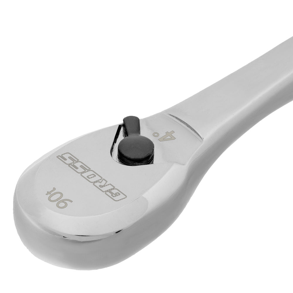 Ключ-трещотка 1/4, CrV, 90 зубьев, усиленный, хром Gross