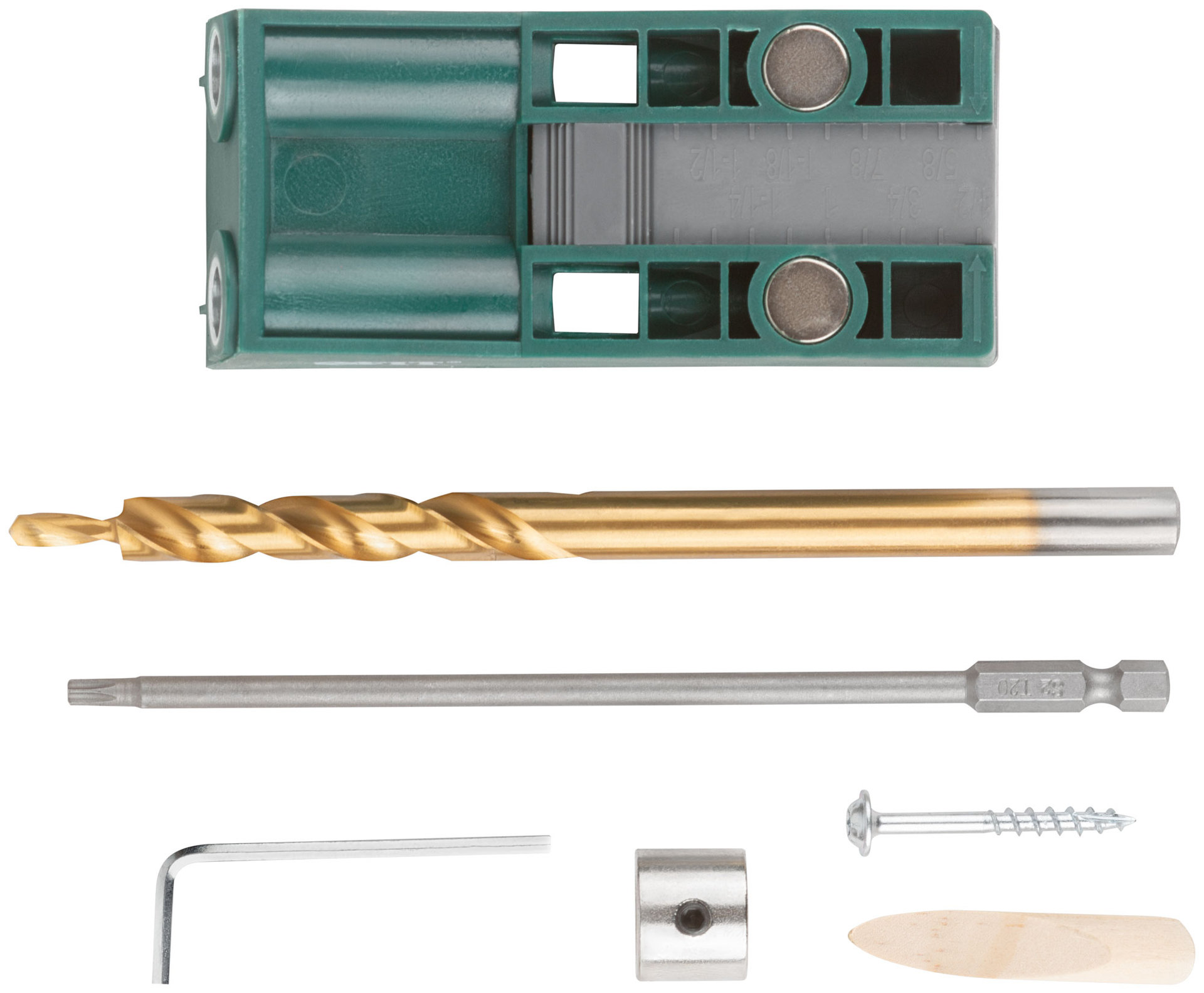 Кондуктор для глухих отверстий с ограничителем глубины двойной, пластиковый кейс (36417)