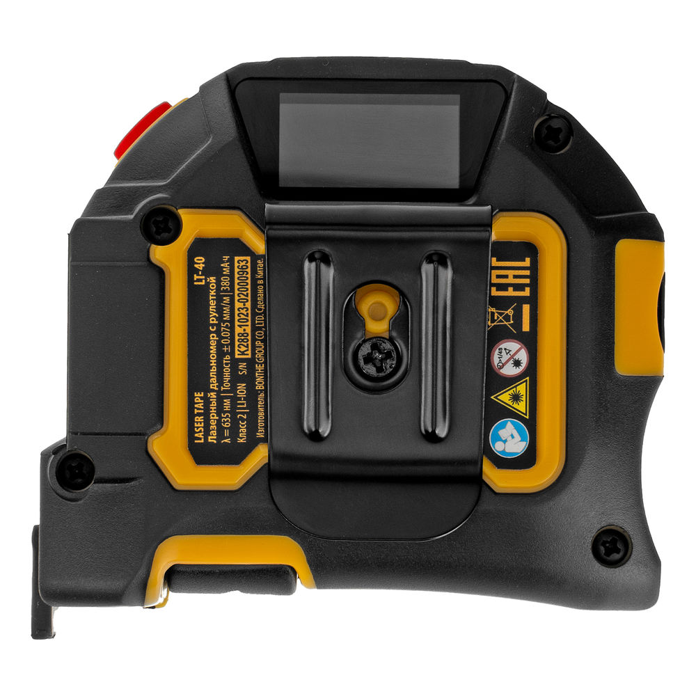 Лазерный дальномер с рулеткой LT-40, 5м x 19 мм, дальномер 40м, автомат. фиксация Denzel