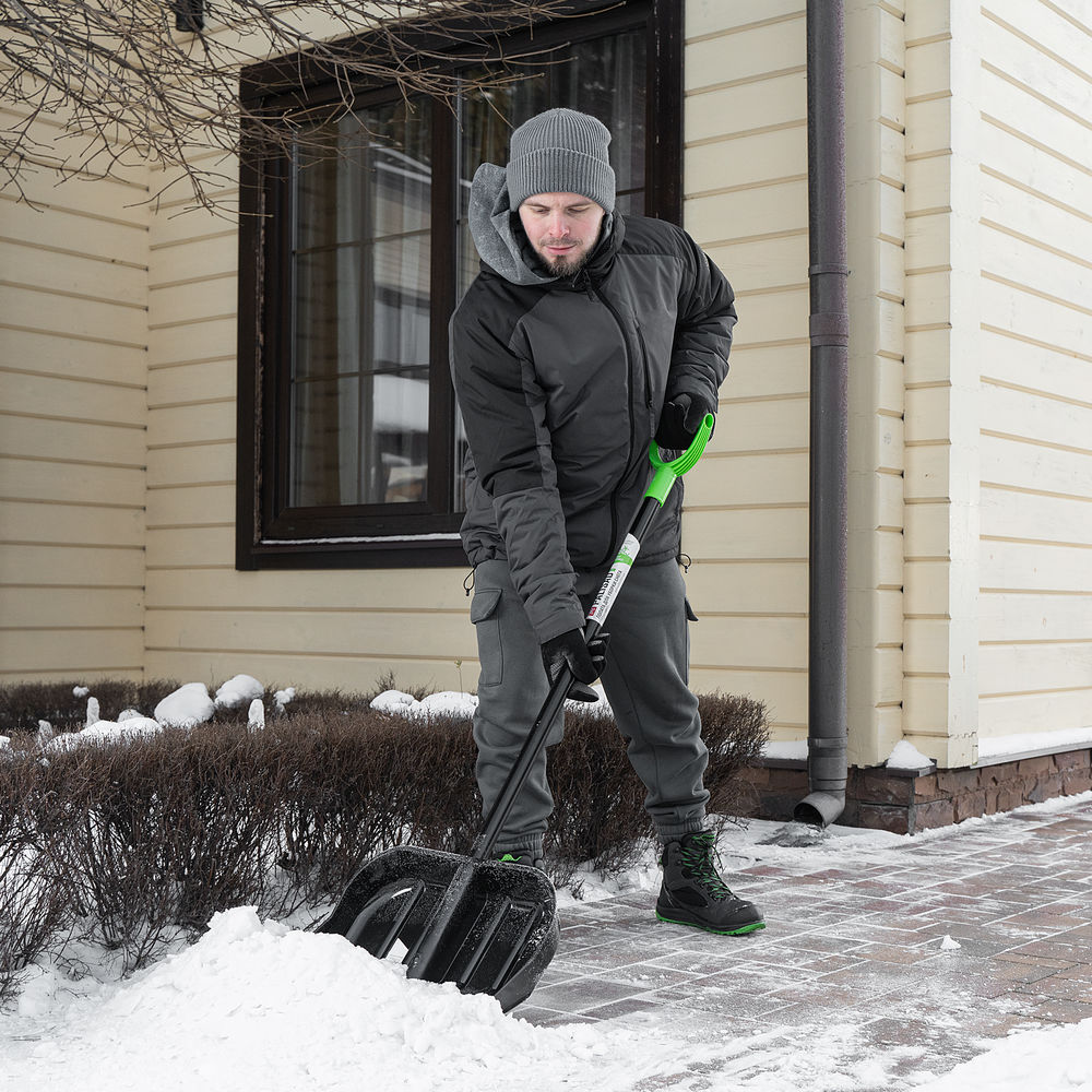 Лопата для уборки снега, поликарбонат, 460х400х1370 мм, стальной черенок, BASE Palisad (61644)