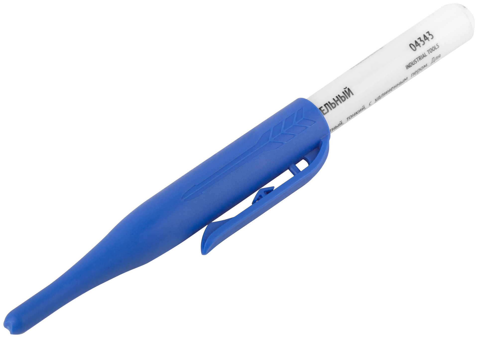 Маркер строительный перманентный, тонкий, удлиненное перо, синий (04343)