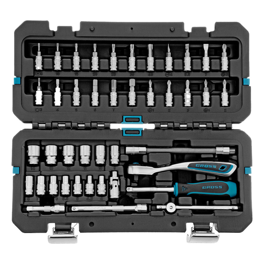 Набор инструментов, 1/4, CrV, 120 зубьев, 42 предмета Gross