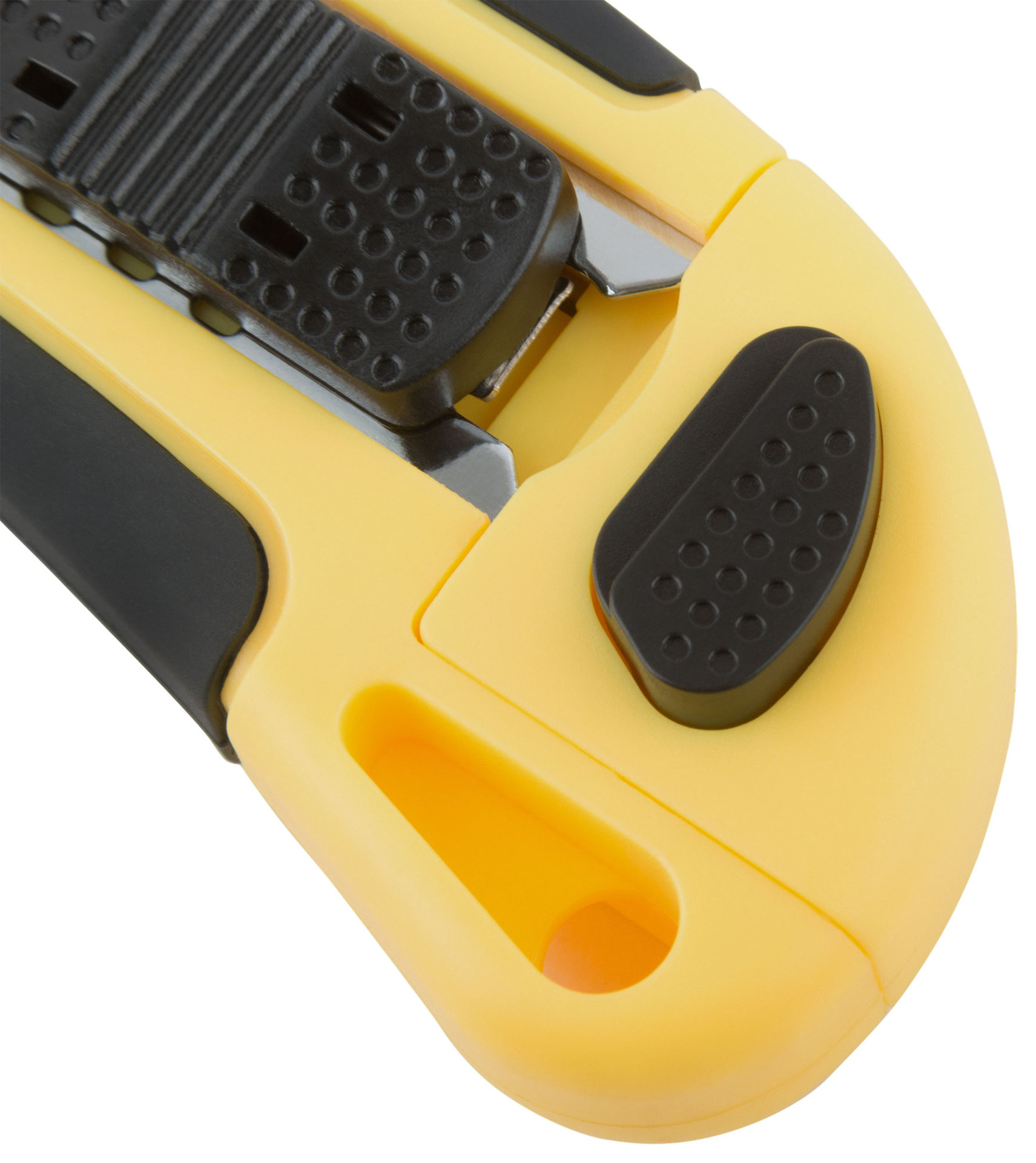 Нож технический 18 мм усиленный прорезиненный, кассета 3 лезвия, автозамена лезвия (10261)