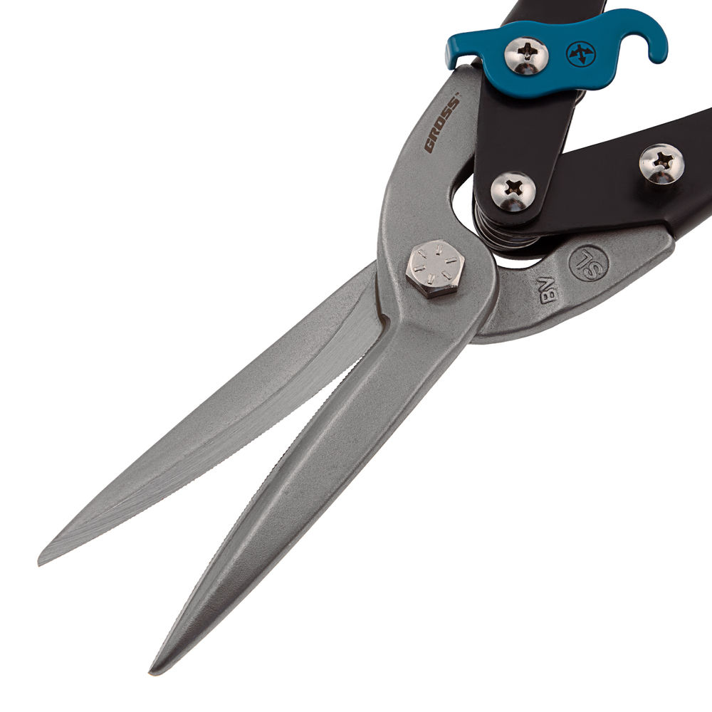 Ножницы по металлу Piranha, 270 мм, прямой проходной рез, сталь СrMo, двухкомпонентные рукоятки Gross