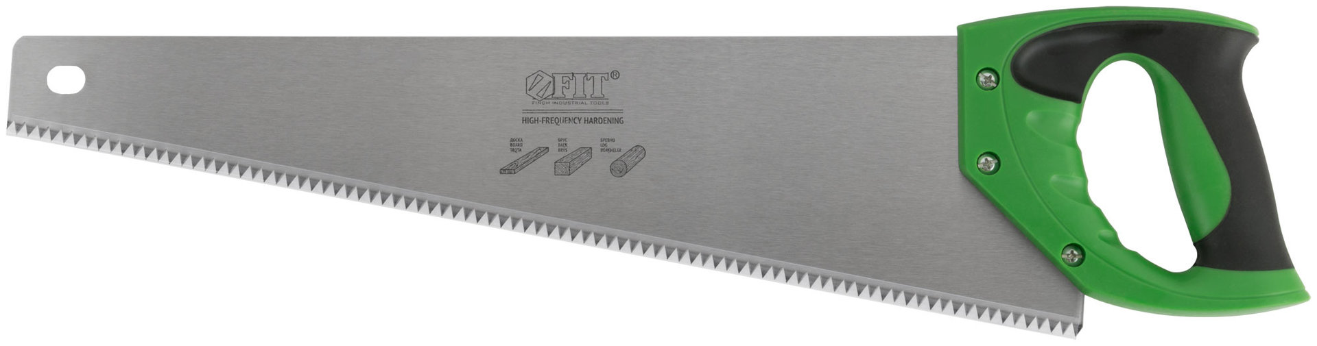 Ножовка по дереву, крупный каленый зуб 5 TPI, 2D заточка, пластиковая прорезиненная ручка 450 мм (40422)