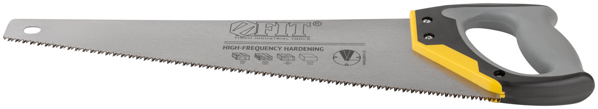 Ножовка по дереву, средний каленый зуб 7 ТPI, 3D заточка, 3К пласт.прорезиненная ручка, Профи 450 мм (40452)