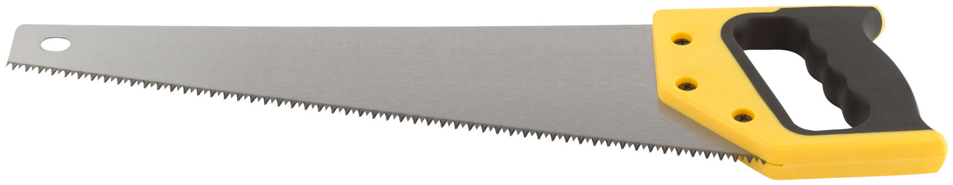 Ножовка по дереву, средний каленый зуб 7 ТPI, 3D заточка, пласт.прорезиненная ручка, Профи 400 мм (40440)