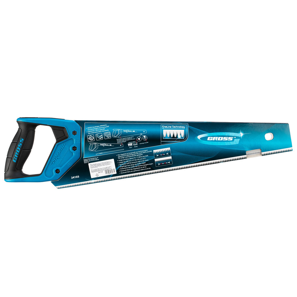 Ножовка по дереву Piranha, 450 мм, 11-12 TPI, зуб-3D, каленый зуб, двухкомпонентная рукоятка Gross