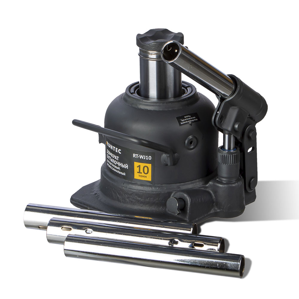 Домкрат бутылочный двухштоковый профессиональный 10 т, 125-225 мм RUNTEC RT-WJ10