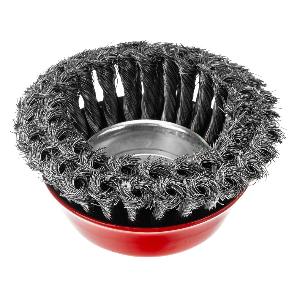 Щетка для УШМ, 125 мм, М14, чашка, двухрядная, крученая проволока 0.35 мм Matrix (74678)