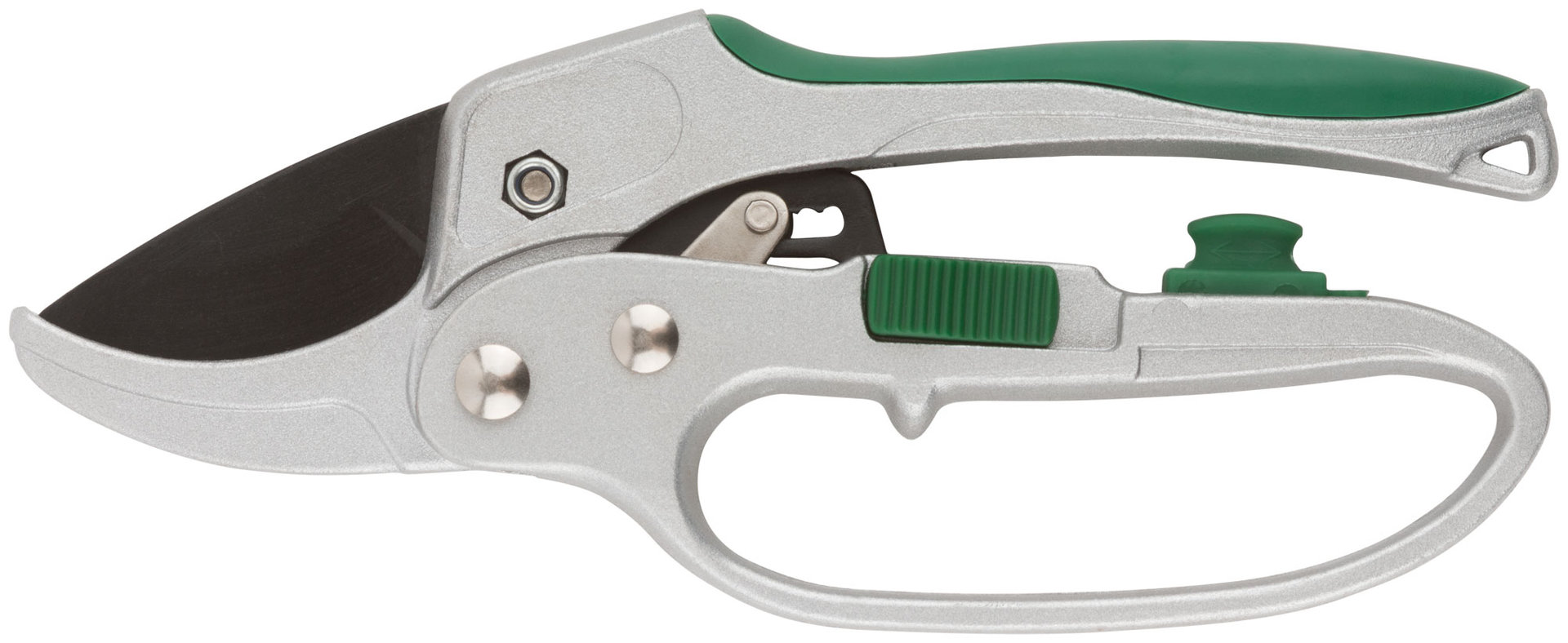 Секатор Профи, храп.механизм, режущ.кромки встык с наковальней, тефл.покр.лезвий, алюм.корпус 200 мм (77097)