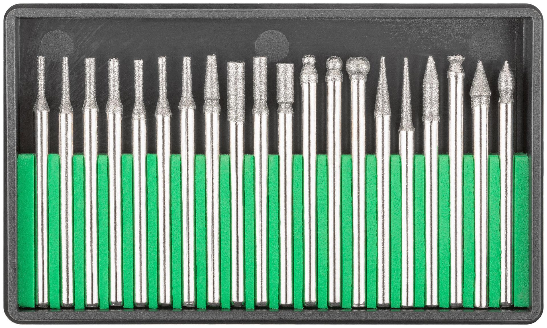 Шарошки, усиленная сталь с алмазным напылением, штифт диам. 3 мм, 20 шт. (36480М)