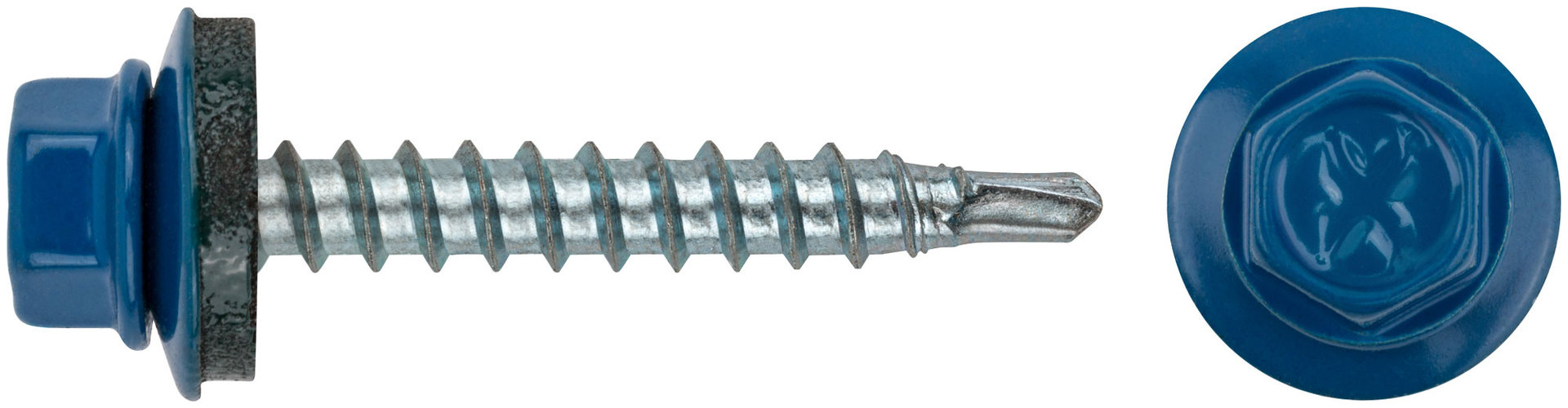 Шурупы кровельные со сверлом 4.8 х 32, синий RAL-5005 100шт. Фасовка (23564-0)