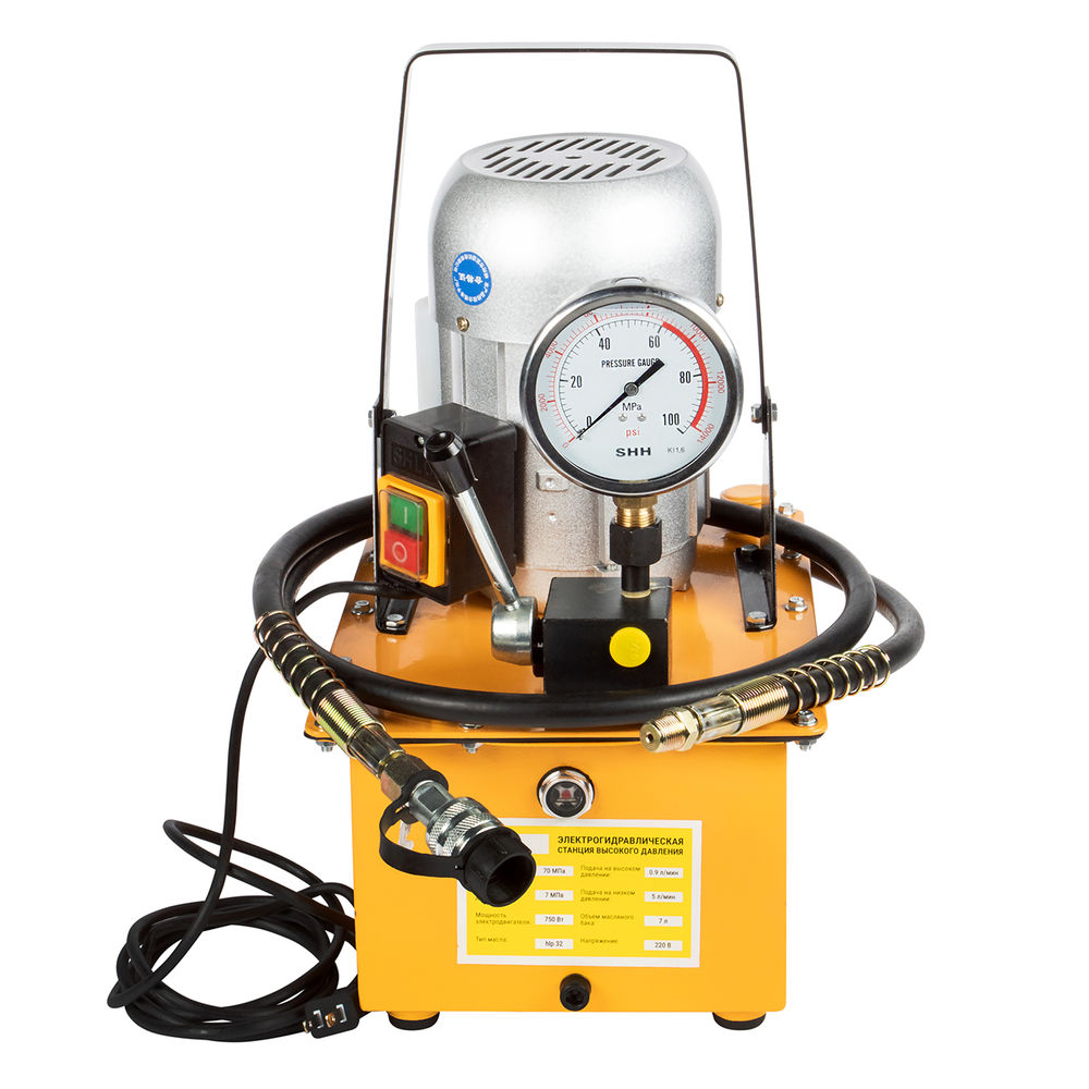 Станция насосная гидравлическая с электроприводом для однополостного инструмента, 700 бар, 8 л, ручное управление, ТЕХРИМ, 811015-4
