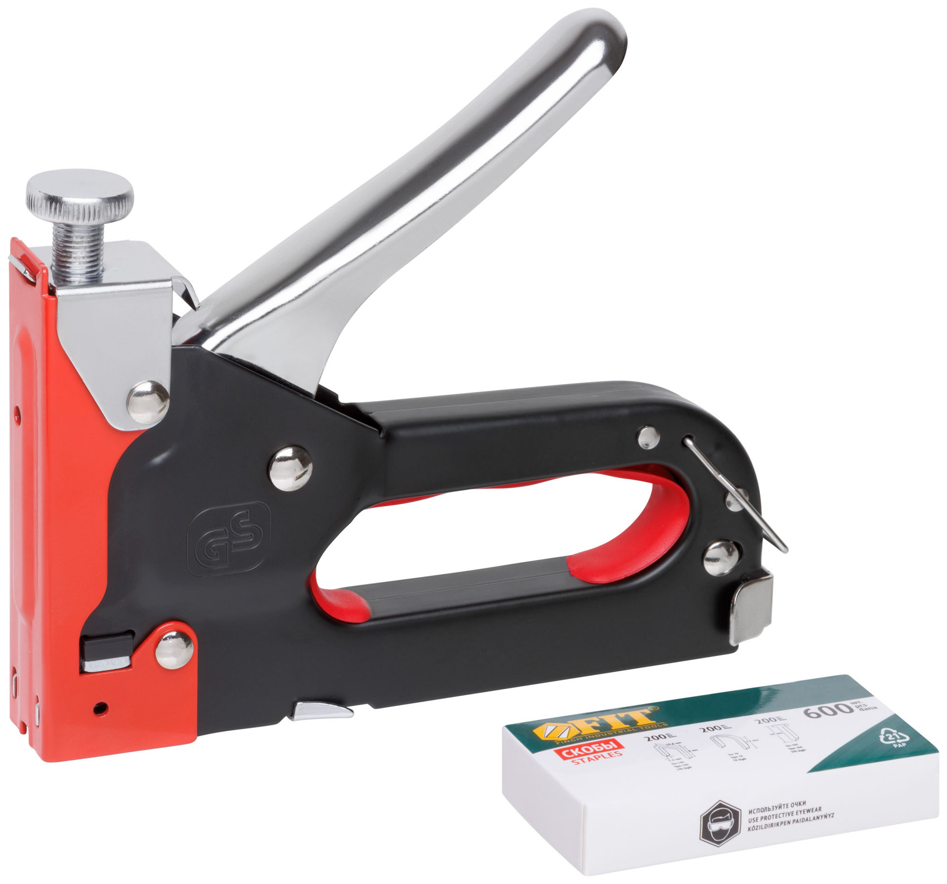 Степлер для широких скоб 3-в-1, тип 140 4-14 мм, тип 28, тип 300, регулир. силы удара, метал. корпус (32151)