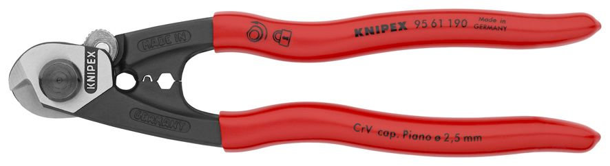 Тросорез компактный, 190 мм, обжим гильз на боуденовские тросы, обливные ручки, SB (KN-9561190SB)