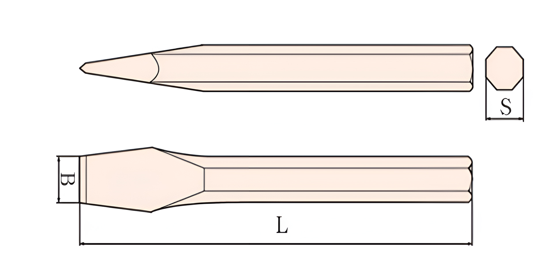 Зубило 8-гранное 180х19 искробезопасный сплав AlCu 233-1006, HORTZ