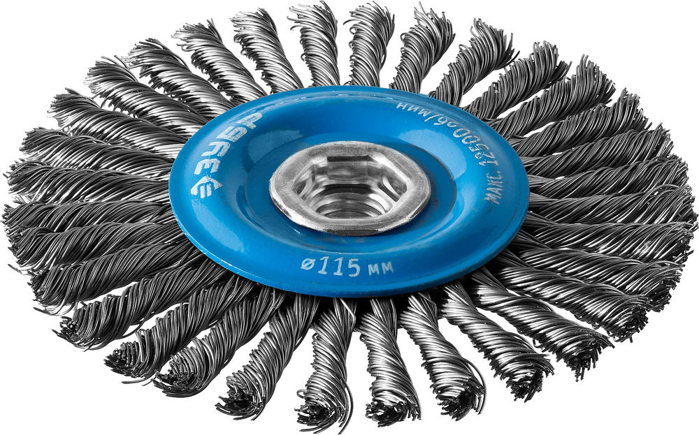 Щетка дисковая для УШМ 115 мм, жгутированная стальная проволока 0.5 мм ЗУБР Профессионал 35192-115_z02