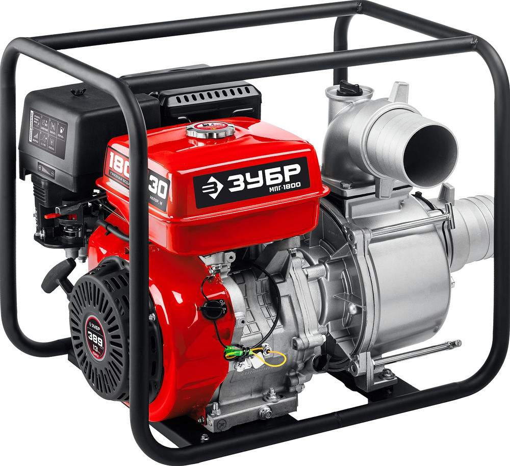 Мотопомпа бензиновая для грязной воды 1800 л/мин ЗУБР МПГ-1800