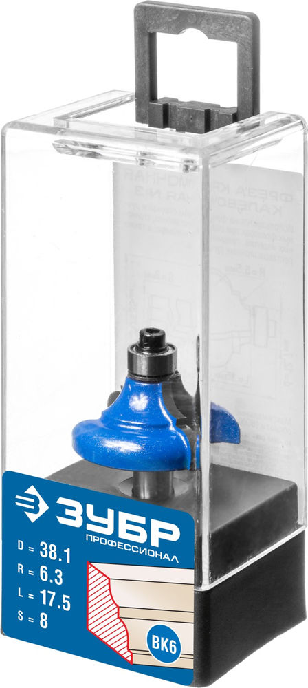 Фреза кромочная калевочная №3 38.1?17.5 мм радиус 6.3 мм ЗУБР Профессионал 28704-38.1