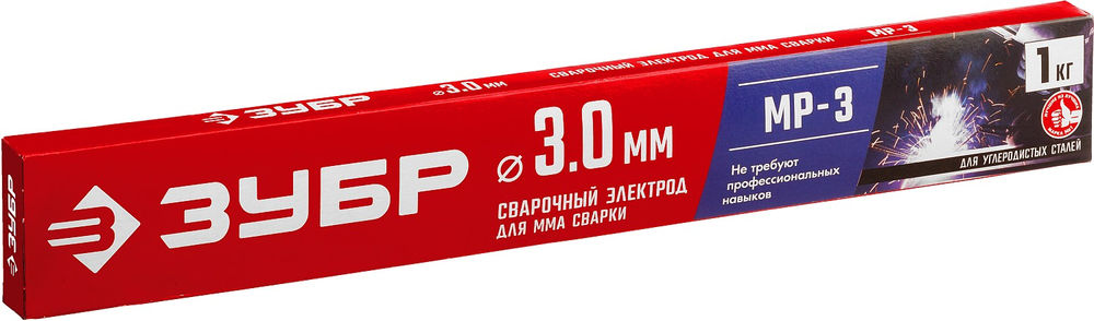 Электрод сварочный МР-3 рутиловый D 3.0 x 350 мм, 1 кг в коробке ЗУБР 40011-3.0