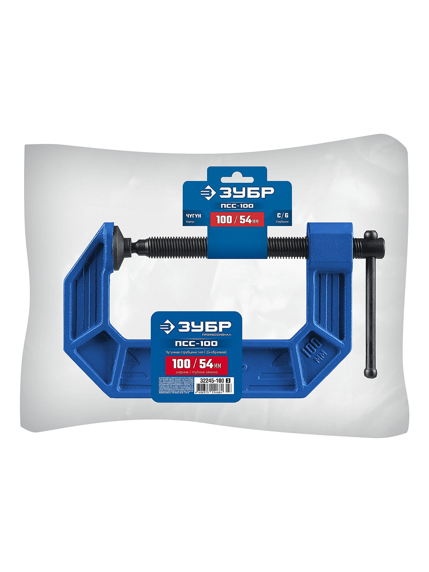 ЗУБР ПСС-100, 100 мм,чугунная струбцина тип С (G-образная), Профессионал (32245-100_z03)