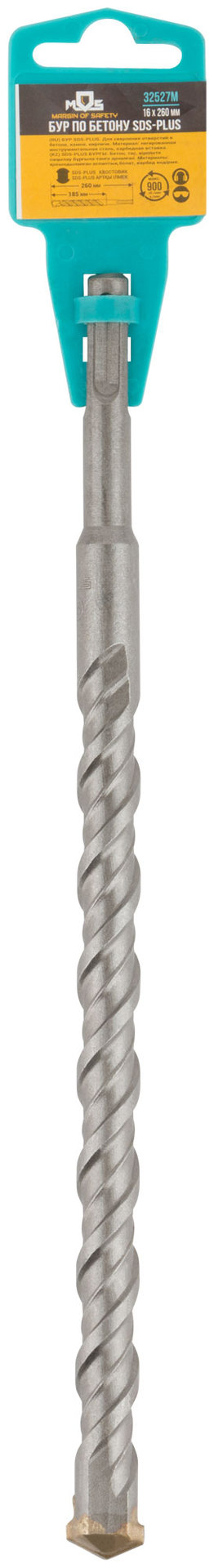 Бур по бетону SDS PLUS с двойной резьбой 16х260 мм (32527М)