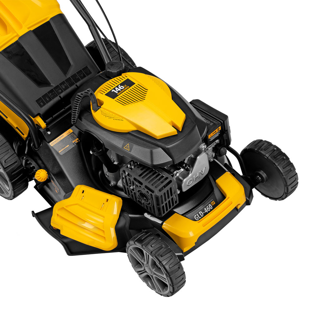 Газонокосилка бензиновая GLD-460SP, 146 куб.см, ширина 46 см, привод 7 уровней, травосборник 50 л Denzel (58803)
