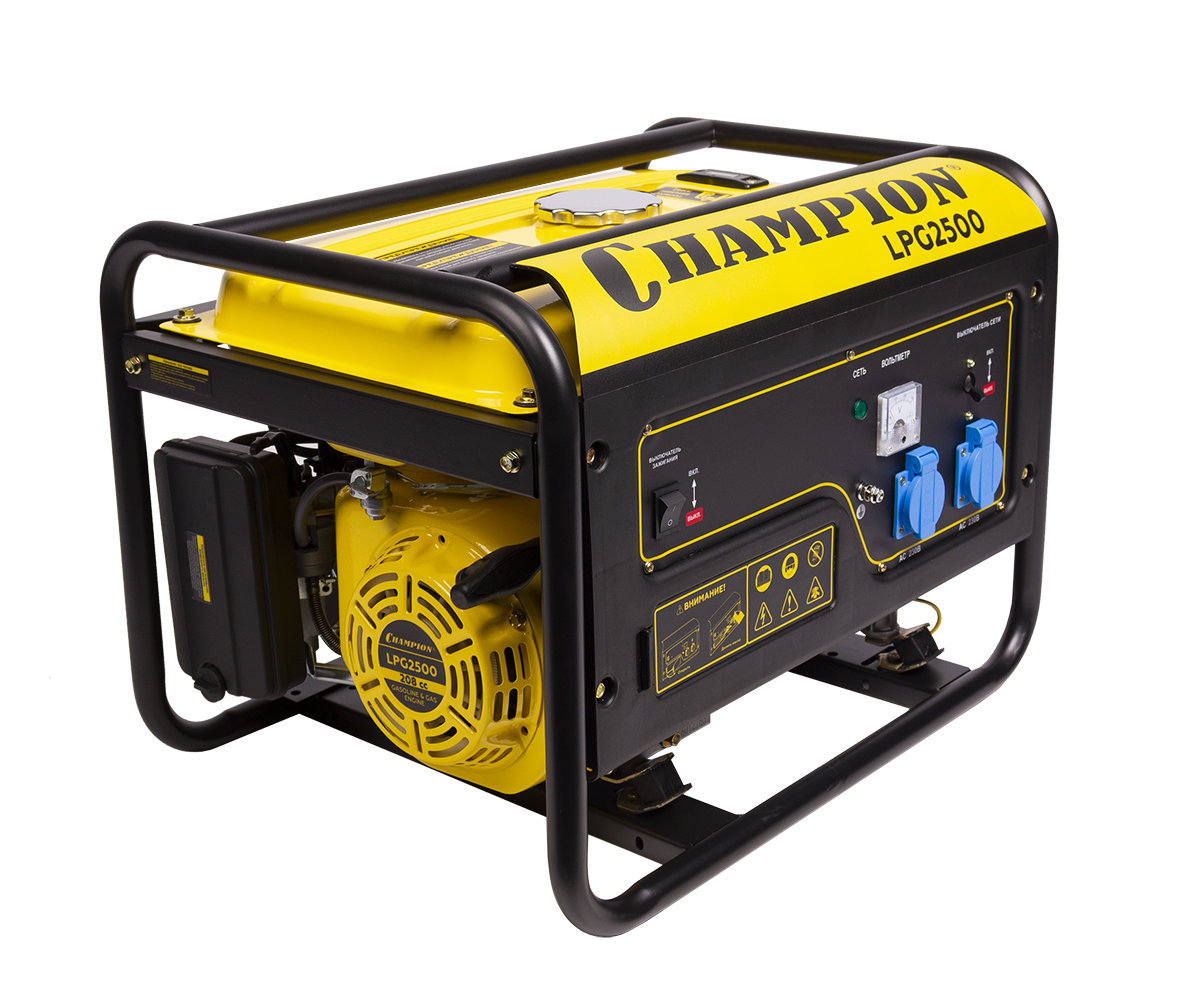 Генератор CHAMPION LPG2500 (бензин+газ 2/2,3кВт 15л 12В 41,5кг) (LPG2500)