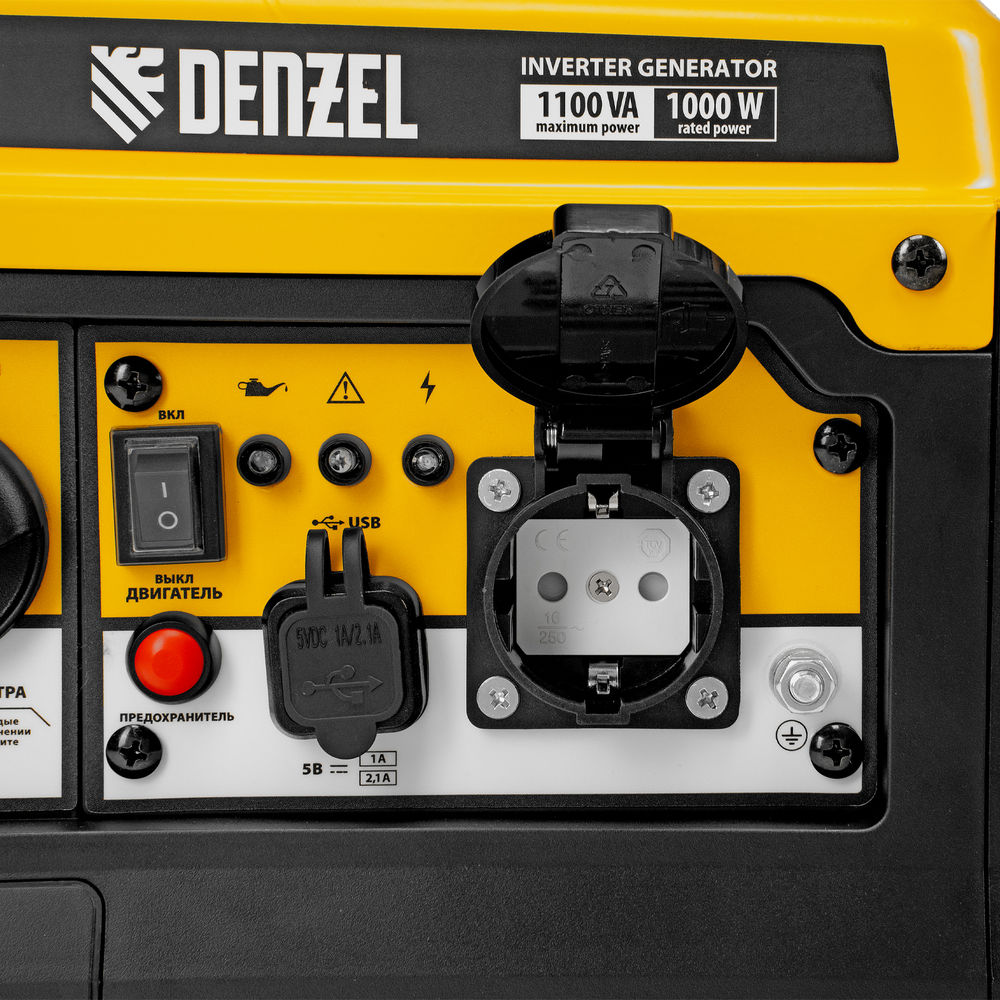Генератор инверторный GS-1100iF, 1,1 кВт, 230 В, ручной старт DENZEL (94706)