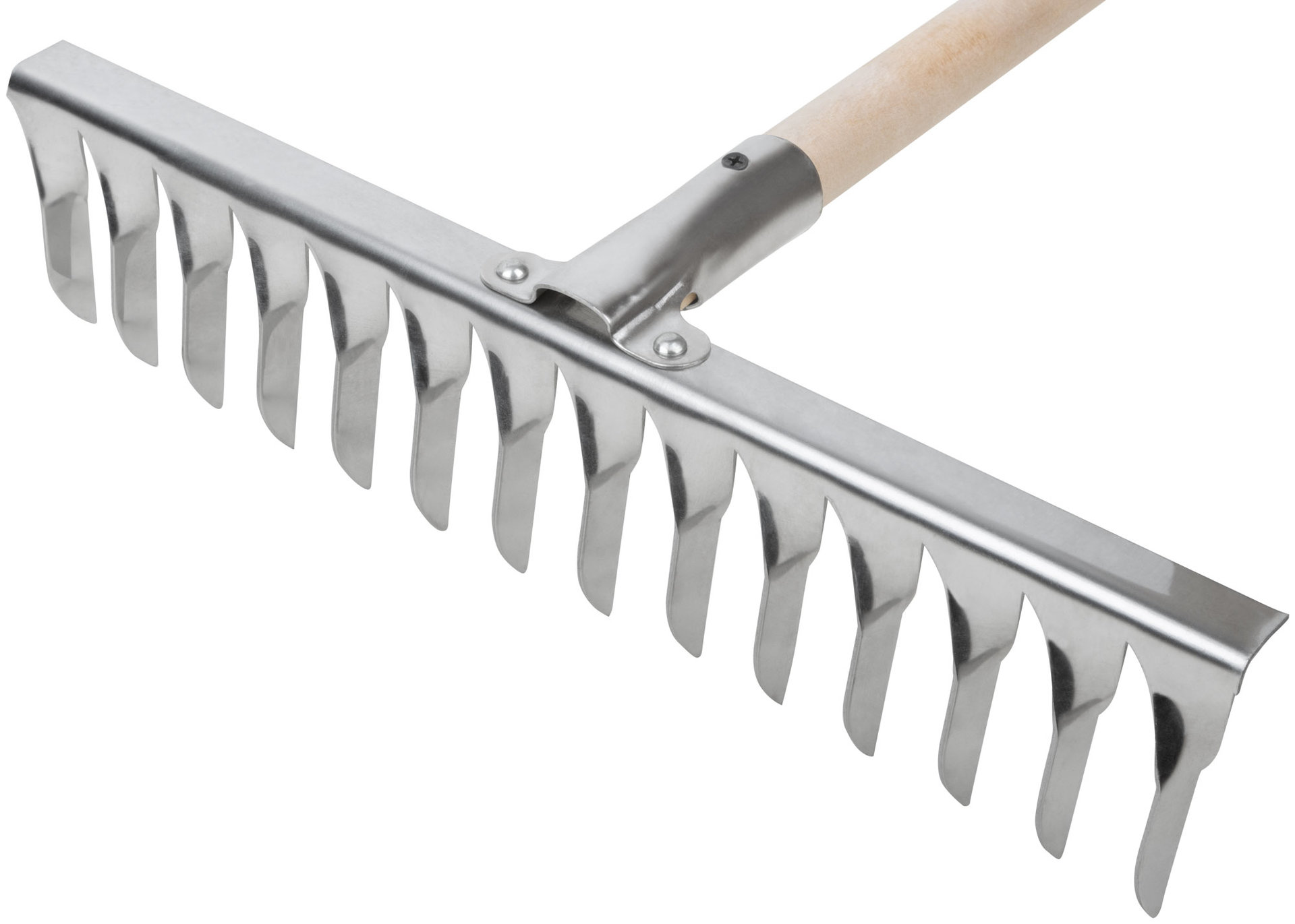 Грабли, витой зуб, нержавеющая сталь, 14 зубьев, с деревянным черенком (76984)